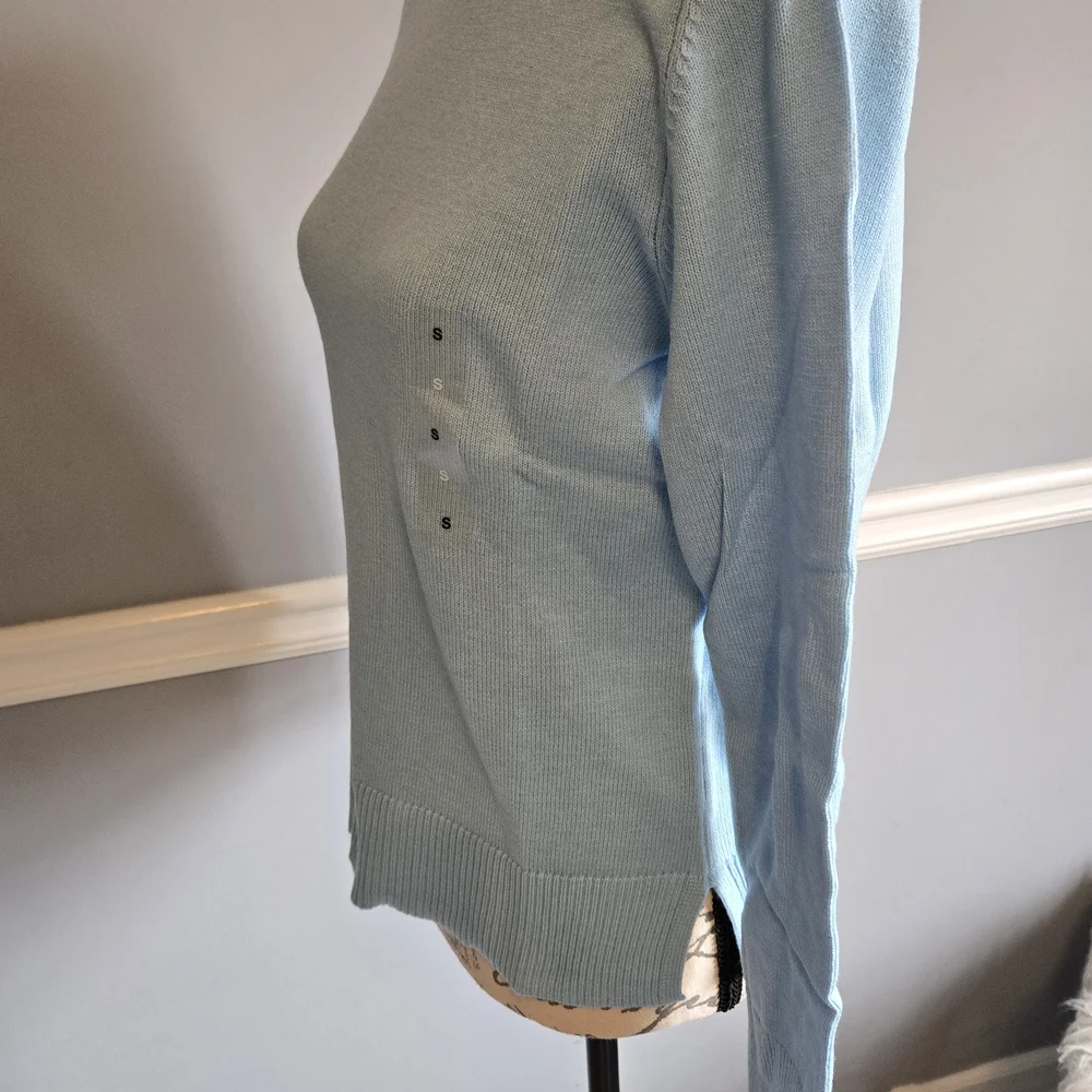 Light Blue Women's Crewneck Sweater - Picture 3 of 5